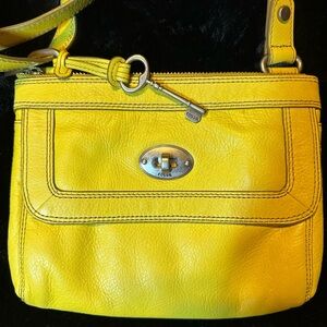 Fossil Bright Yellow Leather Crossbody Bag
